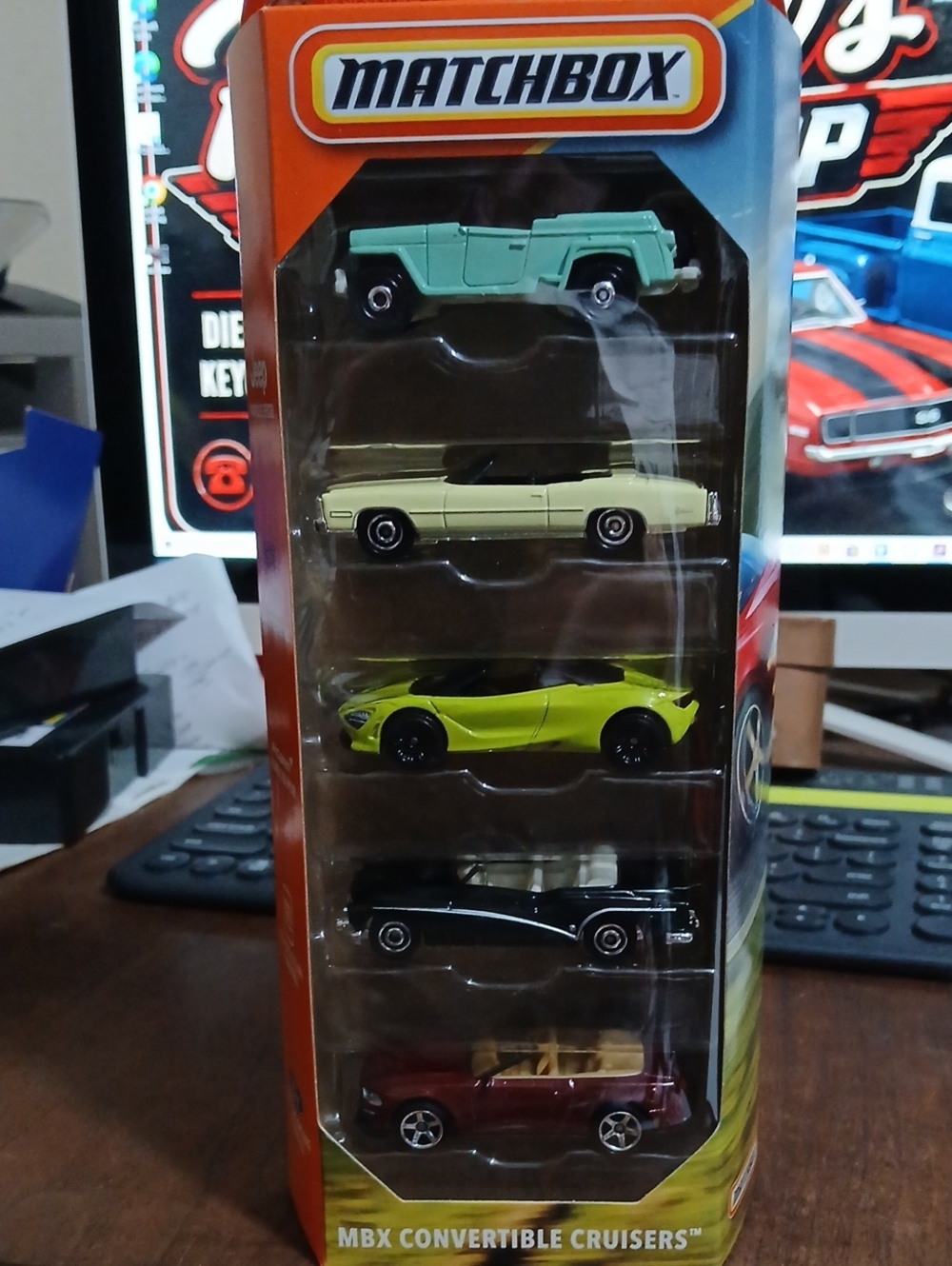 Matchbox MBX Convertible Cruisers 5-Pack — Teal, Cream, Lime, Black, Maroon